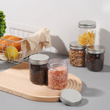 Novelinks 8oz Plastic Jars with Lids 16 Pack Kitchen Storage Containers Clear Plastic Slime Storage Jars Coffee Canister,Black