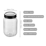 Novelinks 16 Ounce Clear Plastic Jars with Black Silver Lids - Refillable Round Clear Organizition