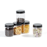 Novelinks 8oz Plastic Jars with Lids 16 Pack Kitchen Storage Containers Clear Plastic Slime Storage Jars Coffee Canister,Black