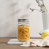 Novelinks 16 Ounce Clear Plastic Jars with Black Silver Lids - Refillable Round Clear Organizition