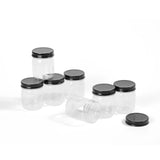 Novelinks 8oz Plastic Jars with Lids 16 Pack Kitchen Storage Containers Clear Plastic Slime Storage Jars Coffee Canister,Black