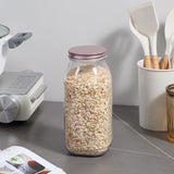 Novelinks 64oz Plastic Jars with Lids 4 Pack Clear Containers Airtight Food Storage Containers for Kitchen & Household,Gold
