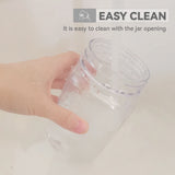Novelinks 16 Ounce Clear Plastic Jars with Black Silver Lids - Refillable Round Clear Organizition