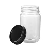 Novelinks 16 Ounce Clear Plastic Jars with Black Silver Lids - Refillable Round Clear Organizition