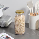 Novelinks 64oz Plastic Jars with Lids 4 Pack Clear Containers Airtight Food Storage Containers for Kitchen & Household,Gold