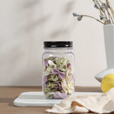 Novelinks 16 Ounce Clear Plastic Jars with Black Silver Lids - Refillable Round Clear Organizition