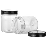 Novelinks 8oz Plastic Jars with Lids 16 Pack Kitchen Storage Containers Clear Plastic Slime Storage Jars Coffee Canister,Black