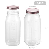 Novelinks 64oz Plastic Jars with Lids 4 Pack Clear Containers Airtight Food Storage Containers for Kitchen & Household,Gold