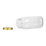 Novelinks 64oz Plastic Jars with Lids 4 Pack Clear Containers Airtight Food Storage Containers for Kitchen & Household,Gold