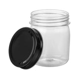 Novelinks 8oz Plastic Jars with Lids 16 Pack Kitchen Storage Containers Clear Plastic Slime Storage Jars Coffee Canister,Black