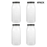 Novelinks 64oz Plastic Jars with Lids 4 Pack Clear Containers Airtight Food Storage Containers for Kitchen & Household,Gold