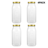 Novelinks 64oz Plastic Jars with Lids 4 Pack Clear Containers Airtight Food Storage Containers for Kitchen & Household,Gold