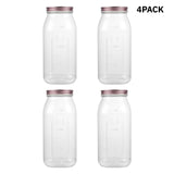 Novelinks 64oz Plastic Jars with Lids 4 Pack Clear Containers Airtight Food Storage Containers for Kitchen & Household,Gold