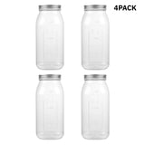 Novelinks 64oz Plastic Jars with Lids 4 Pack Clear Containers Airtight Food Storage Containers for Kitchen & Household,Gold