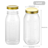 Novelinks 64oz Plastic Jars with Lids 4 Pack Clear Containers Airtight Food Storage Containers for Kitchen & Household,Gold