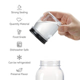 Novelinks 8oz Plastic Jars with Lids 16 Pack Kitchen Storage Containers Clear Plastic Slime Storage Jars Coffee Canister,Black