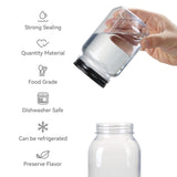 Novelinks 16 Ounce Clear Plastic Jars with Black Silver Lids - Refillable Round Clear Organizition