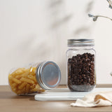 Novelinks 16 Ounce Clear Plastic Jars with Black Silver Lids - Refillable Round Clear Organizition