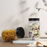 Novelinks 16 Ounce Clear Plastic Jars with Black Silver Lids - Refillable Round Clear Organizition